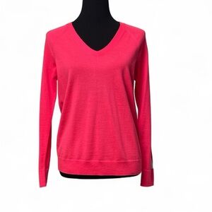 Banana Republic V-Neck Sweater in Bright Pink